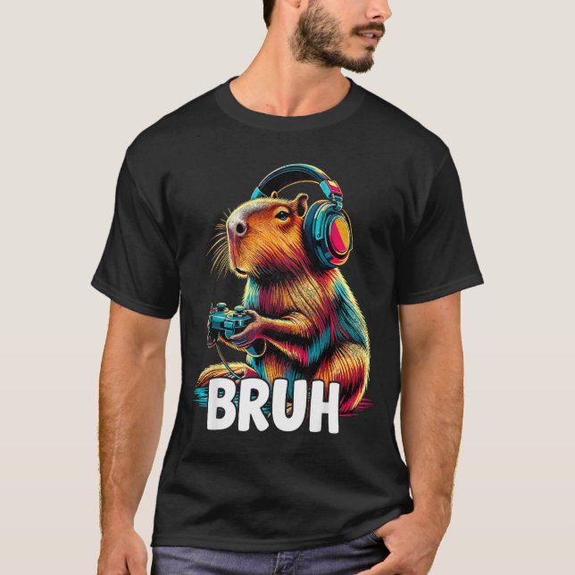 Bruh Kapybaror Roliga Videospel Kapybara  T Shirt (Framsida)