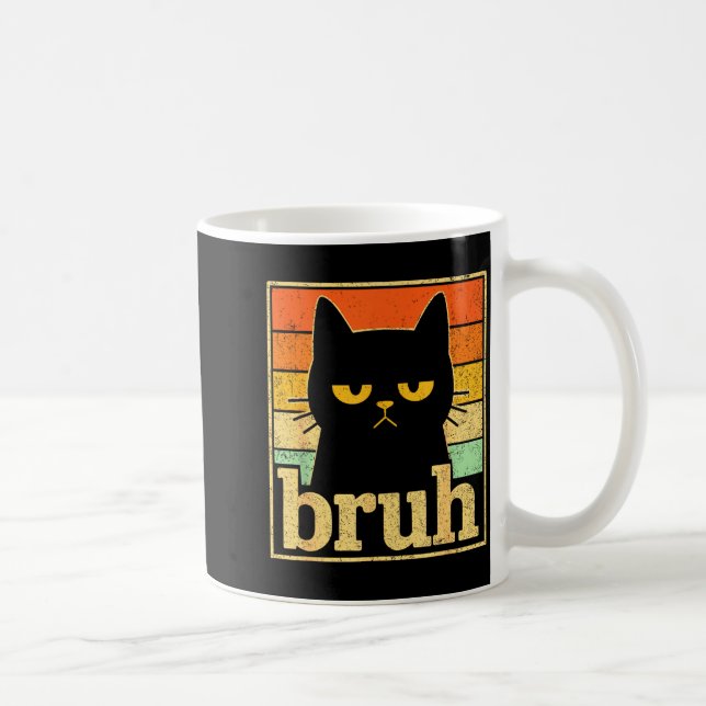 Bruh Katt Meme Grafik – Rolig Katt Retro Meme För  Kaffemugg (Höger)