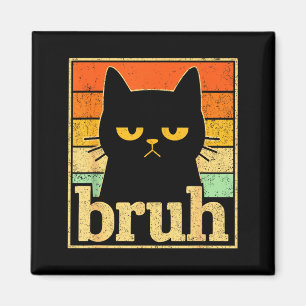 Bruh Katt Meme Grafik – Rolig Katt Retro Meme För Magnet