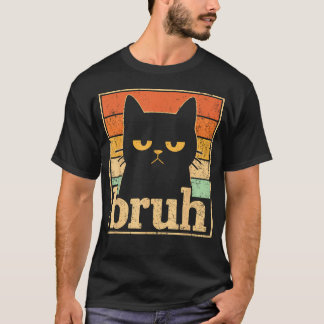 Bruh Katt Meme Rolig Katt Retro Meme För T Shirt