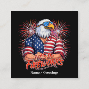 Bruh Lets Do Fireworks juli Fjärde noten Patriotic Fyrkantigt Visitkort
