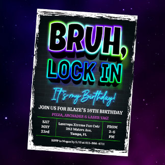 Bruh Lock in Birthday Inbjudningar