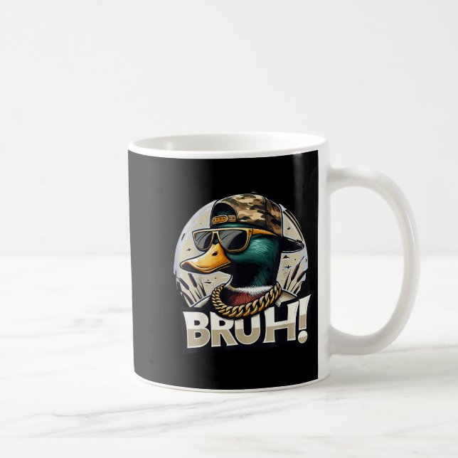 Bruh Mallard Duck Funny Duck Hunting Humor  Kaffemugg (Höger)