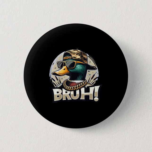 Bruh Mallard Duck Funny Duck Hunting Humor  Knapp (Framsida)