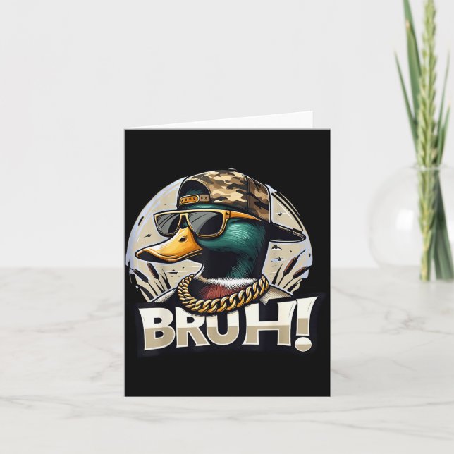 Bruh Mallard Duck Funny Duck Hunting Humor  Kort (Framsida)