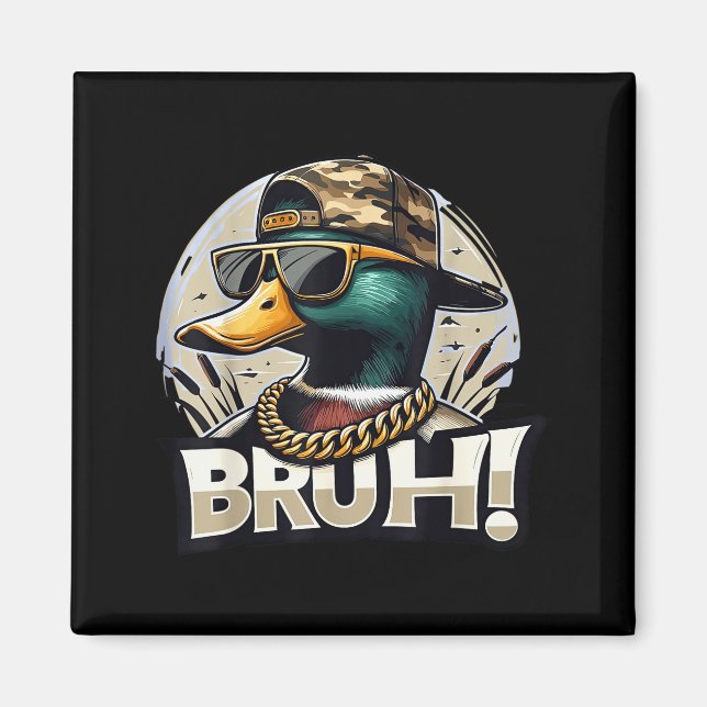Bruh Mallard Duck Funny Duck Hunting Humor  Magnet (Framsidan)