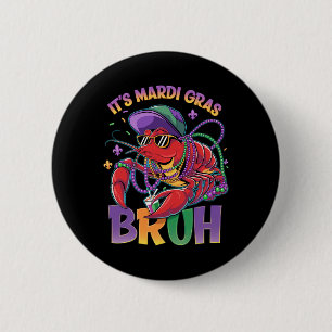 Bruh Mardi Gras Kräftor Boys Kids Mardi Gras Knapp