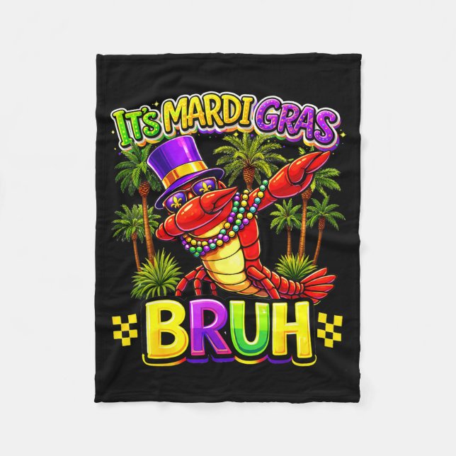 Bruh Mardi Gras New Orleans Funny Dabbing Crawfish Fleecefilt (Framsidan)