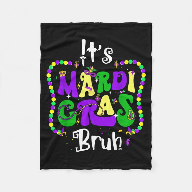 Bruh Mardi Gras Teens Boys Kids Mardi Gras  Fleecefilt (Framsidan)
