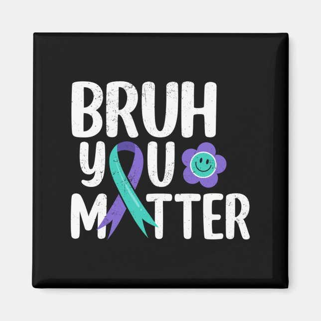 Bruh Matter Teal Lila Band Självmordsförebyggande Magnet (Framsidan)
