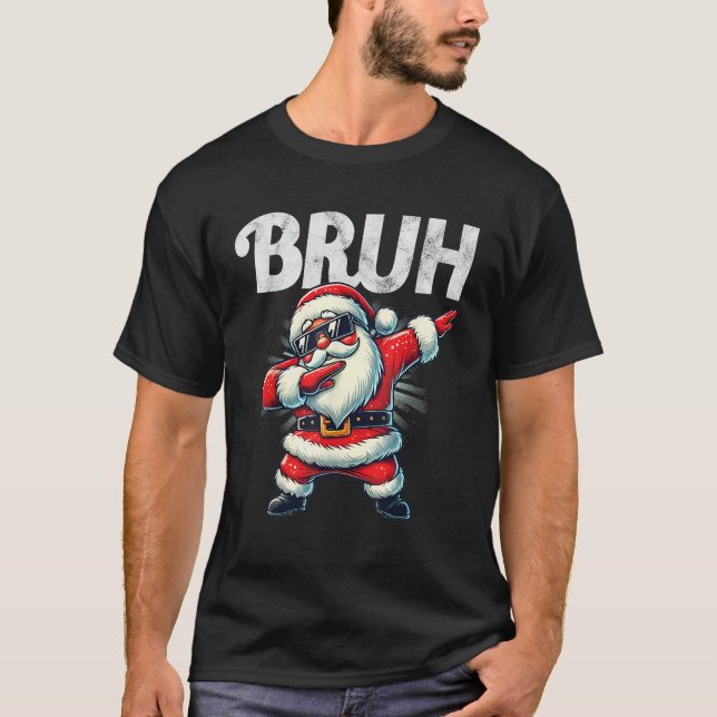 Bruh Meme Coola Dabbing Santa Funny jul Boys T Shirt (Framsida)