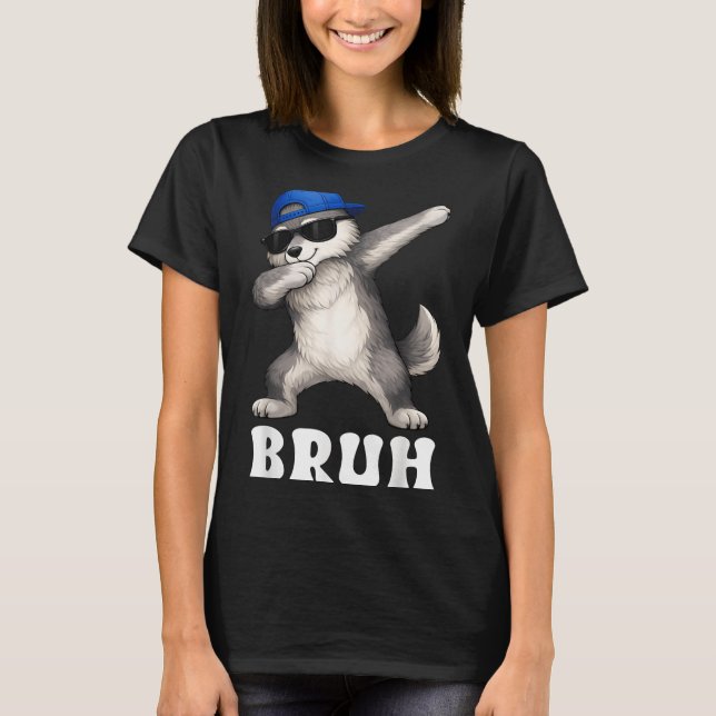 Bruh meme dabba varg roliga män killar pojkar tonå t shirt (Framsida)