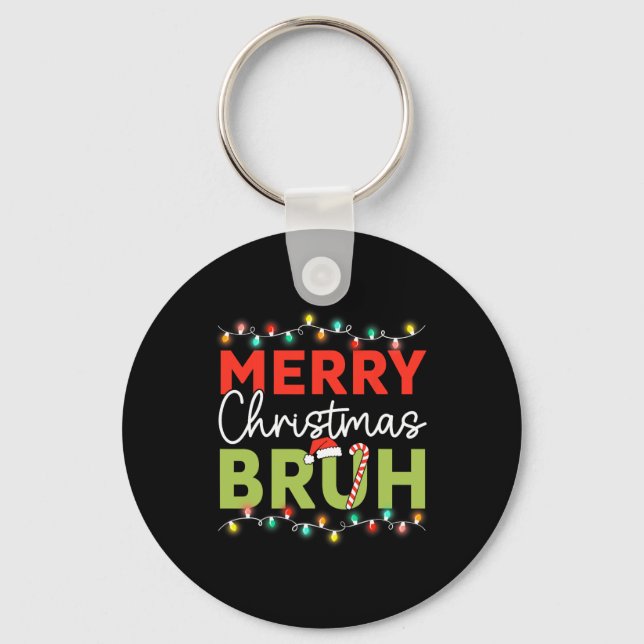 Bruh Meme Funny Saying Bro Greeting Teens Boys Men Nyckelring (Framsida)