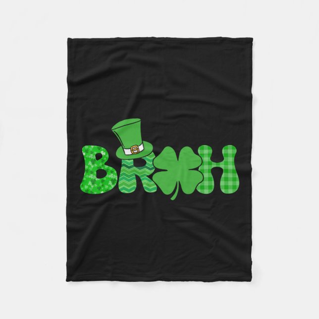 Bruh Meme Funny St patricks day Shamrock Irish Fleecefilt (Framsidan)