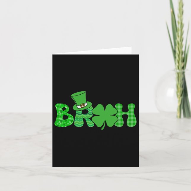 Bruh Meme Funny St patricks day Shamrock Irish Kort (Framsida)