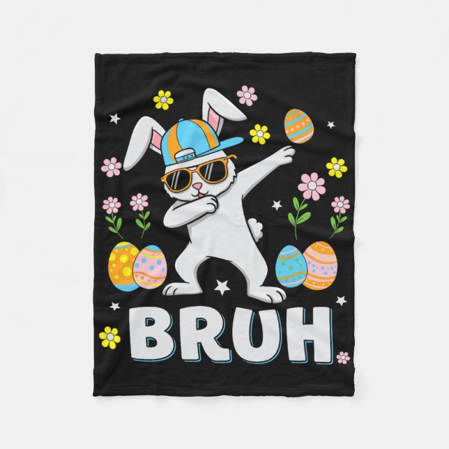 Bruh Meme Påsk Dabbing Bunny Eggs Boys Fleecefilt (Framsidan)