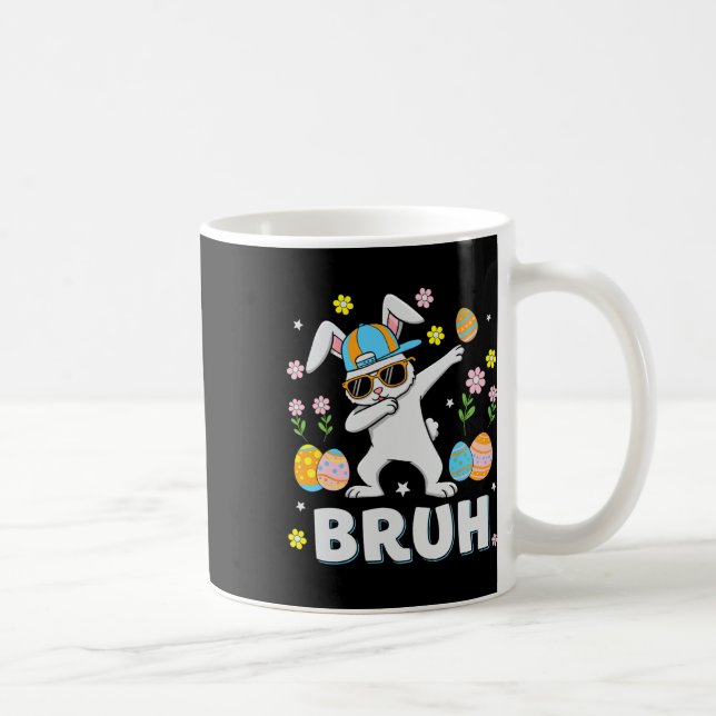 Bruh Meme Påsk Dabbing Bunny Eggs Boys Kaffemugg (Höger)
