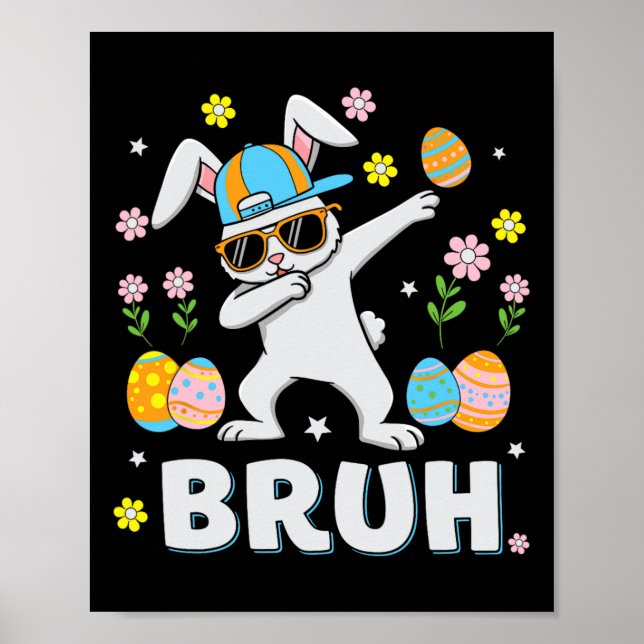 Bruh Meme Påsk Dabbing Bunny Eggs Boys Poster (Framsidan)
