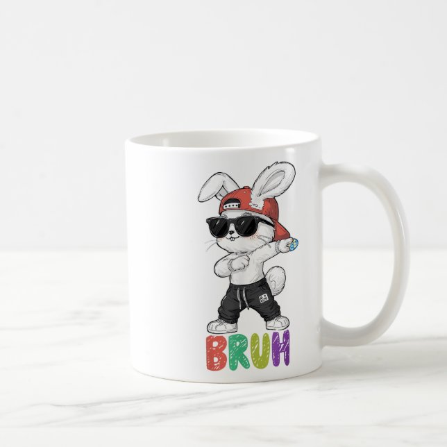 Bruh Meme Påsk Dabbing Bunny Påsk Bruh Boy Kaffemugg (Höger)