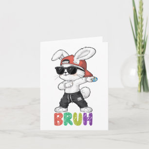 Bruh Meme Påsk Dabbing Bunny Påsk Bruh Boy Kort