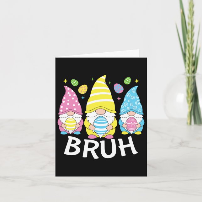 Bruh Meme Påsk Day Funny Bunny Eggs Gnomies Boys Kort (Framsida)