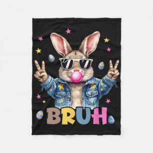 Bruh Meme Påsk Day Funny Bunny Eggs Tonåringars Bo Fleecefilt