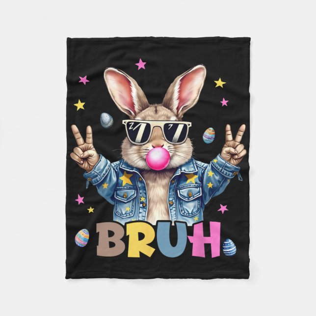 Bruh Meme Påsk Day Funny Bunny Eggs Tonåringars Bo Fleecefilt (Framsidan)