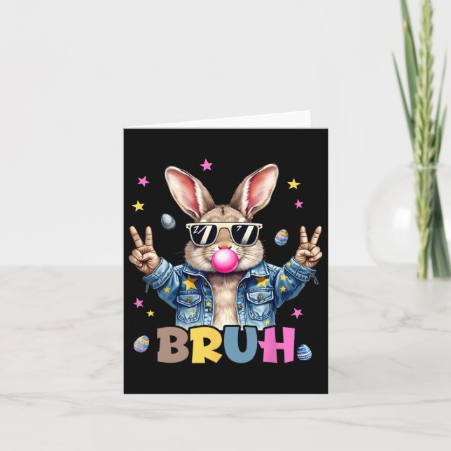 Bruh Meme Påsk Day Funny Bunny Eggs Tonåringars Bo Kort (Framsida)
