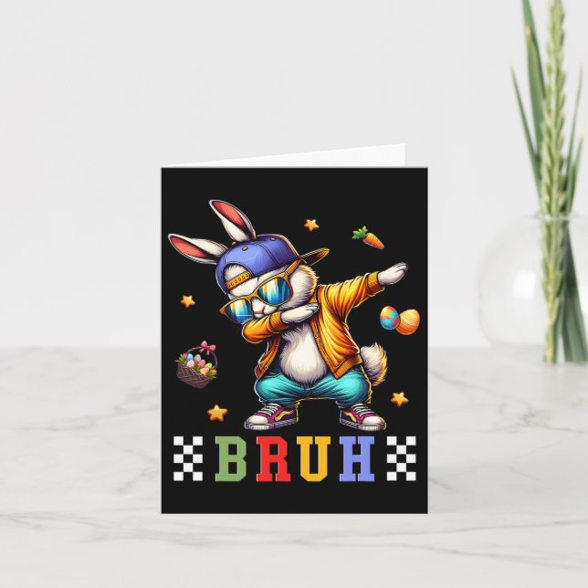 Bruh Meme Påsk Day Funny Bunny Eggs Tonåringars Bo Kort (Framsida)