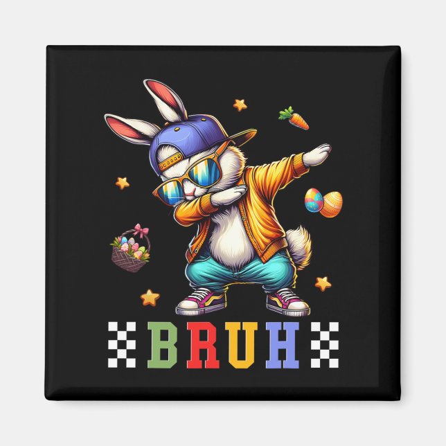 Bruh Meme Påsk Day Funny Bunny Eggs Tonåringars Bo Magnet (Framsidan)