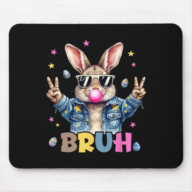 Bruh Meme Påsk Day Funny Bunny Eggs Tonåringars Bo Musmatta (Framsidan)