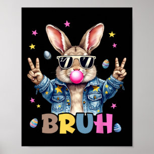 Bruh Meme Påsk Day Funny Bunny Eggs Tonåringars Bo Poster