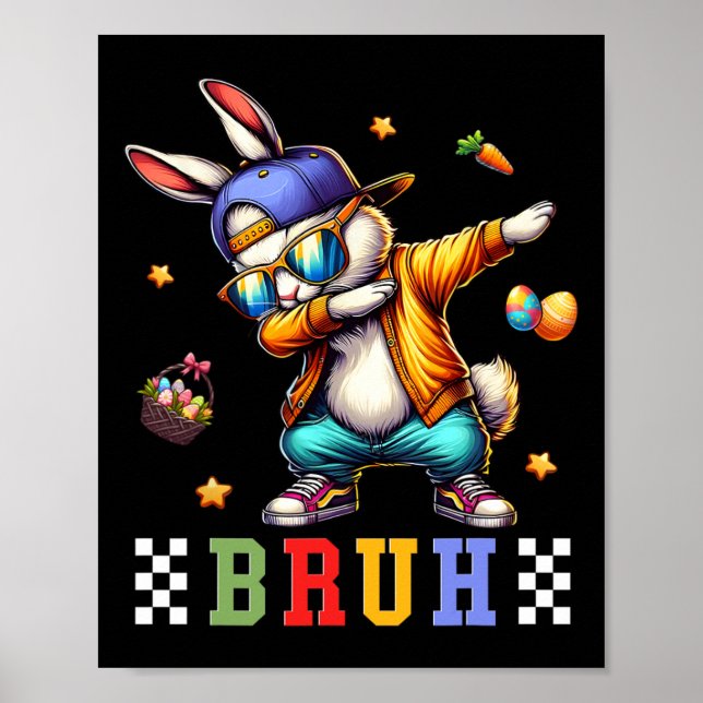 Bruh Meme Påsk Day Funny Bunny Eggs Tonåringars Bo Poster (Framsidan)