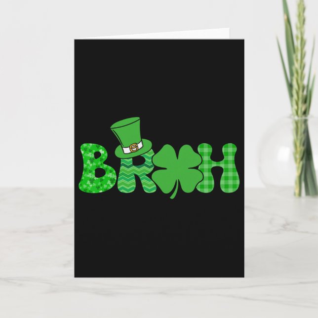 Bruh Meme Roligt St Patrick's Day Shamrock Irländs Kort (Framsida)