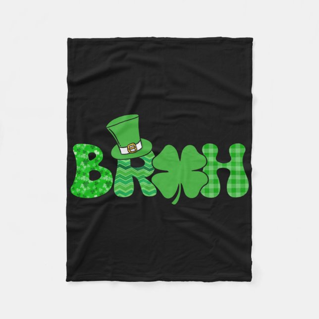 Bruh Meme Roligt St Patricks Day Shamrock Irländsk Fleecefilt (Framsidan)