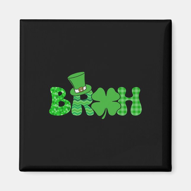 Bruh Meme Roligt St Patricks Day Shamrock Irländsk Magnet (Framsidan)