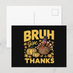 Bruh Meme Roligt Thanksgiving Kalkon Tacksam Vykort