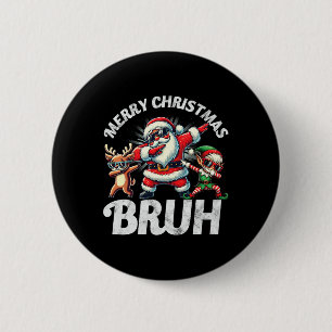 Bruh Meme Santa Dabbing genom Snö jul Knapp