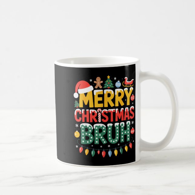 Bruh Merry Christmas Santa Hat Ugly Sweater Theme  Kaffemugg (Höger)
