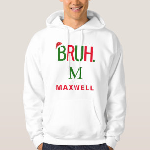 Bruh Monogram Funny Jultomten Jul Anpassningsbar Hoodie