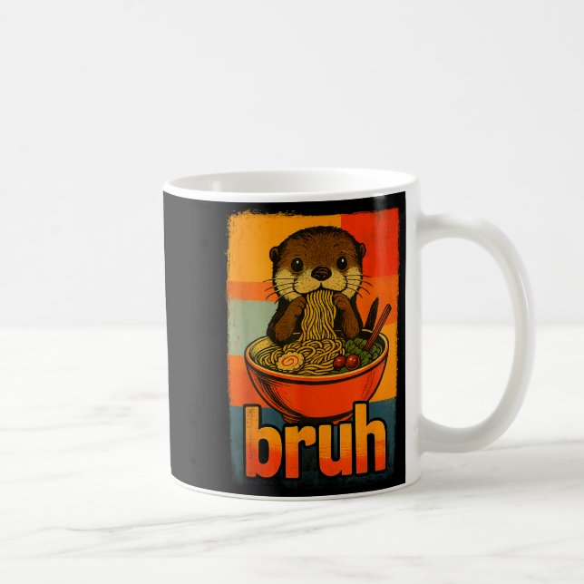 Bruh Otter Eating Japanese Ramen Noodles Men Women Kaffemugg (Höger)