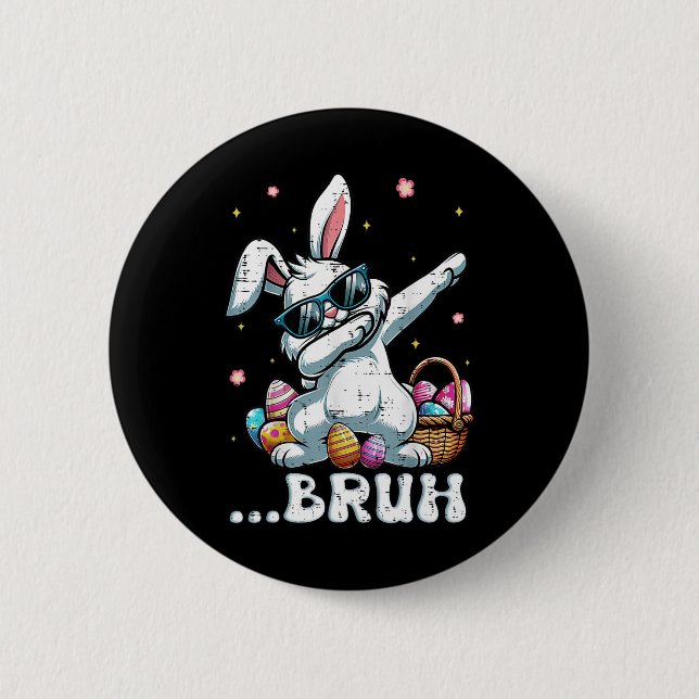 Bruh Påsk Dabbing Bunny Rabbit Dance Kids Boys M Knapp (Framsida)