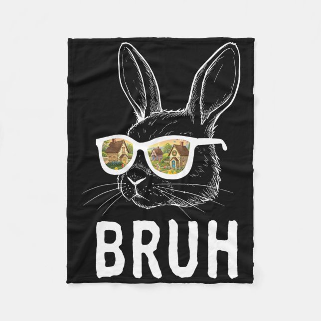Bruh Påsk Day Funny Rabbit Bunny Ansikte Gles East Fleecefilt (Framsidan)