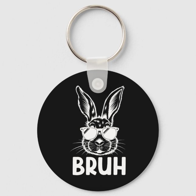 Bruh Påsk Day Funny Rabbit Bunny Ansikte Gles East Nyckelring (Framsida)