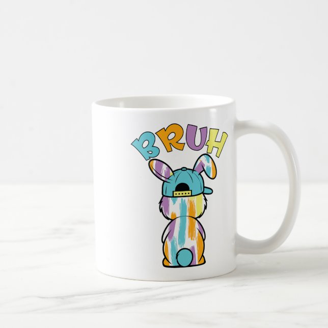 Bruh påskdag rolig färgglad kanin påsk kaffemugg (Höger)