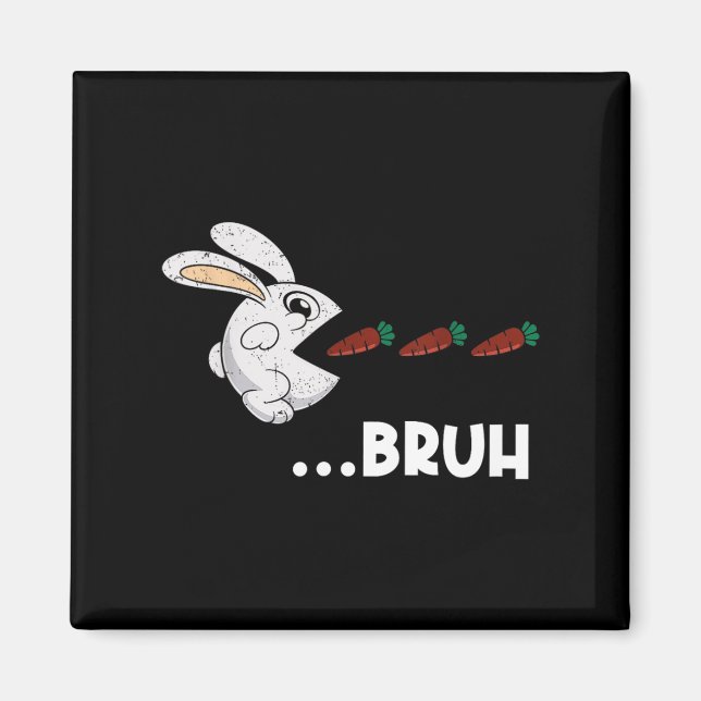 Bruh Påskhare Eating Chocolate Carrots Rabbit Magnet (Framsidan)