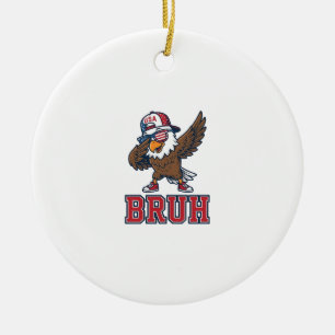 Bruh Patriotisk Örn Vintage Gravyr T-Shirt Beskriv Julgransprydnad Keramik