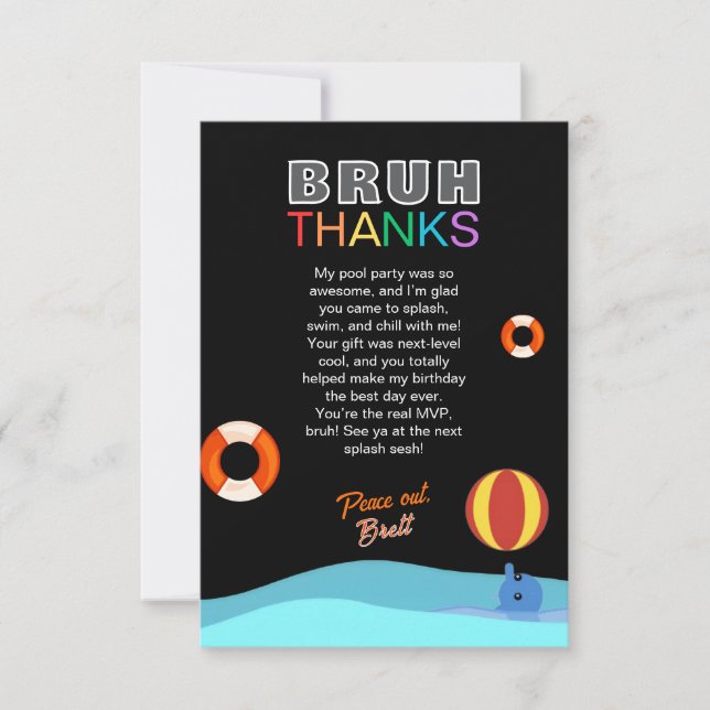 Bruh Pool Party Birthday Tack Kort (Framsida)