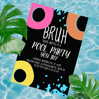 Bruh Poolparty Födelsedag Inbjudningar