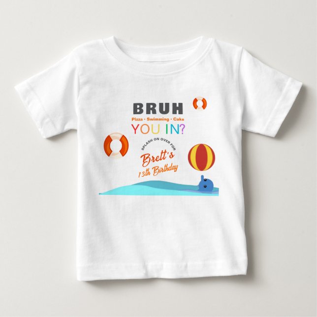 Bruh Poolparty Födelsedag T Shirt (Framsida)